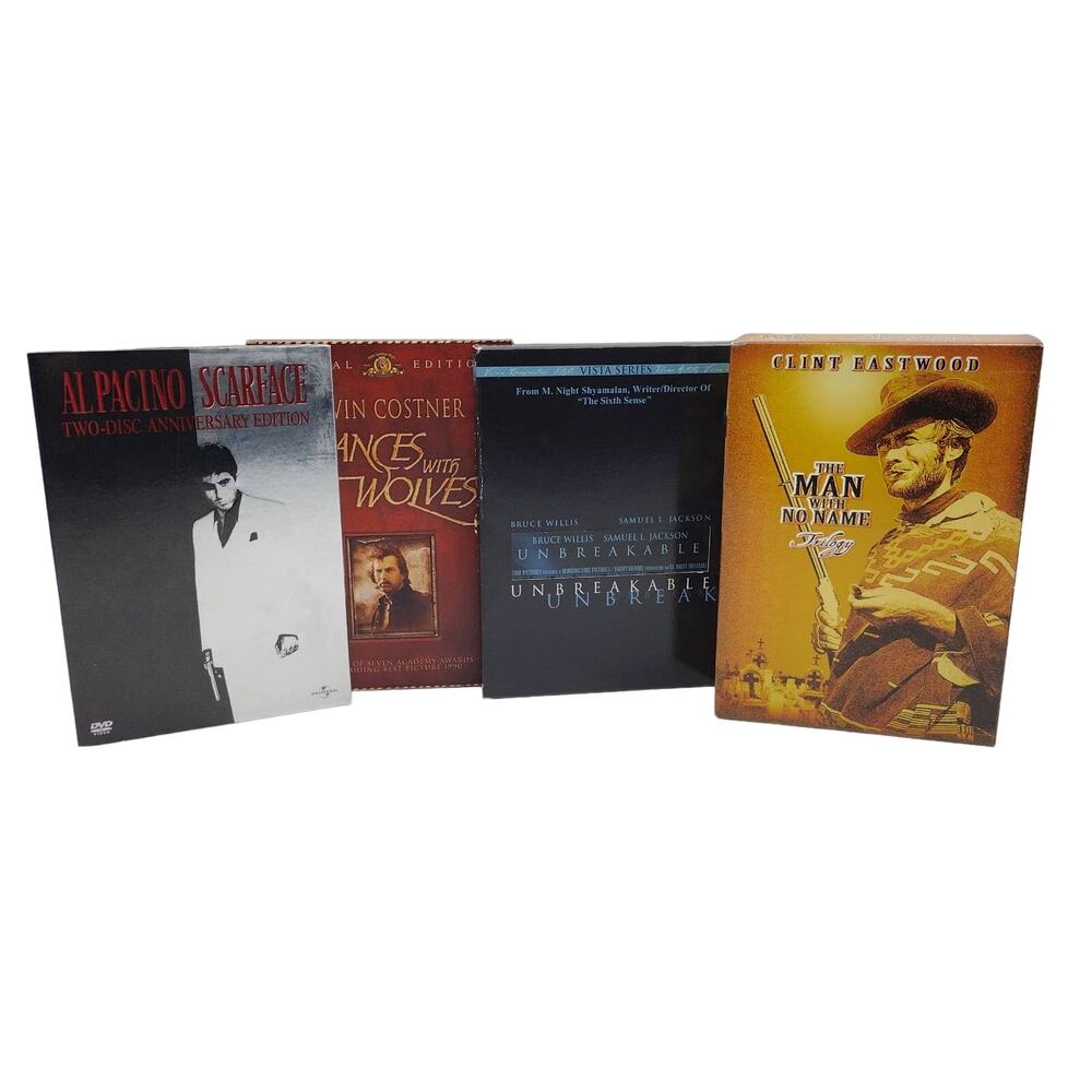 6 DVD Lot Dances with Wolves Unbreakable Scarface Man With No Name Trilogy
